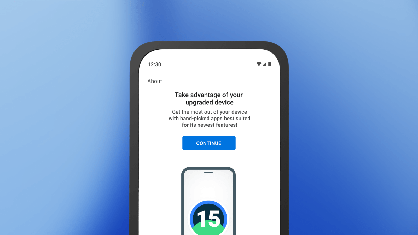 Image of upgraded device message on screen 