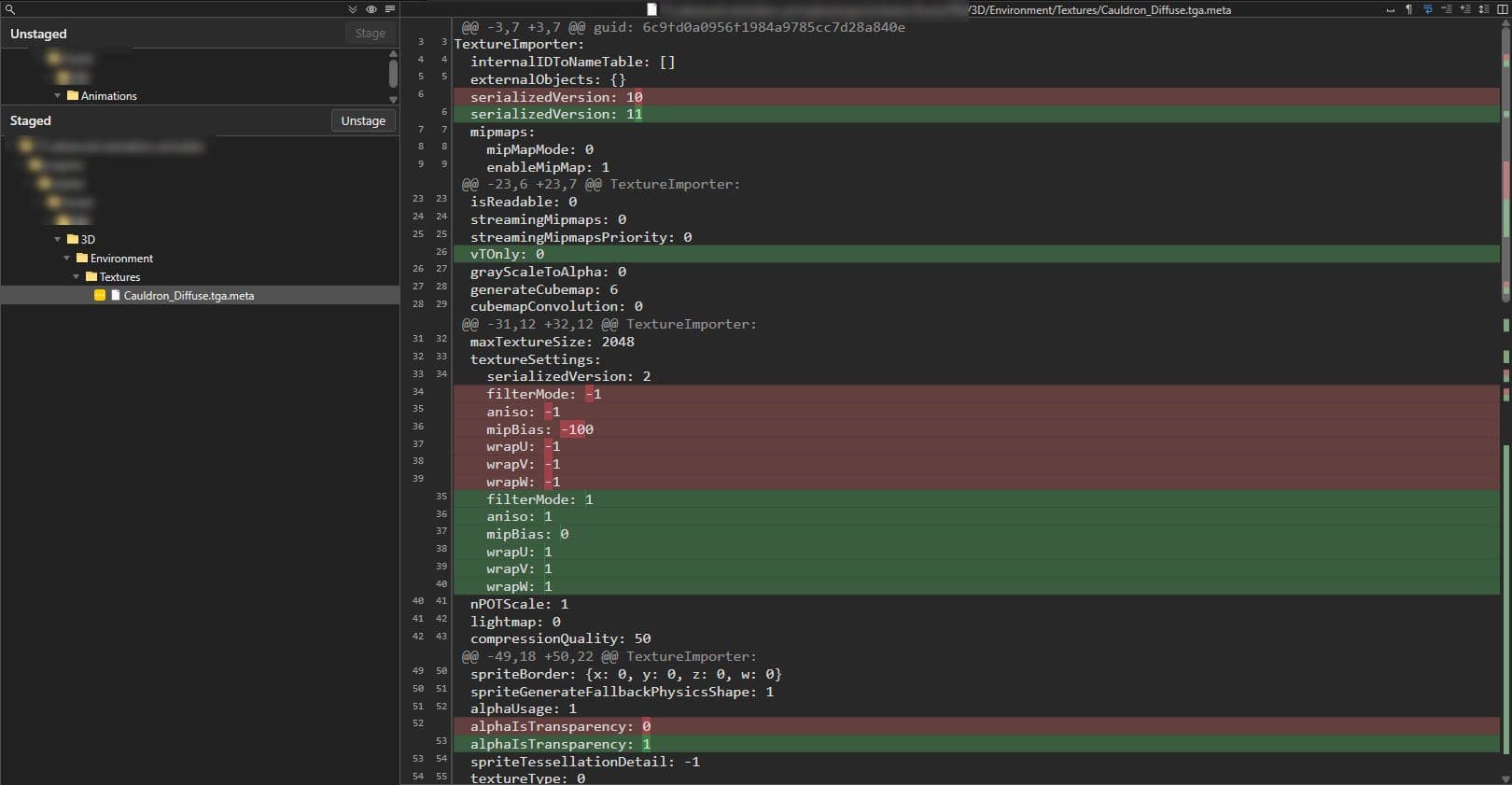对 .meta 文件的更改