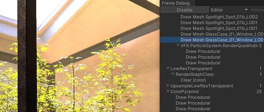 The Frame Debugger in Unity