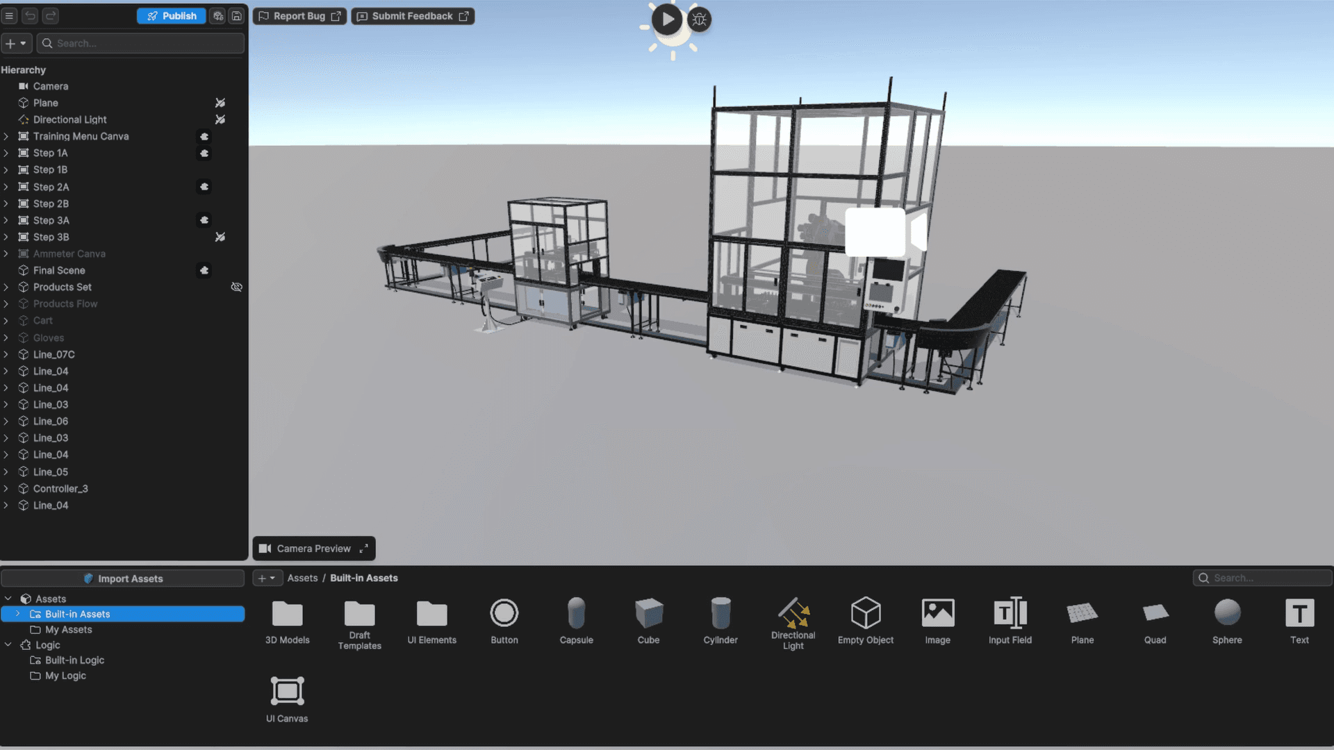 Unity Studio UI showing a step from the Intro to Unity Studio Learn tutorial